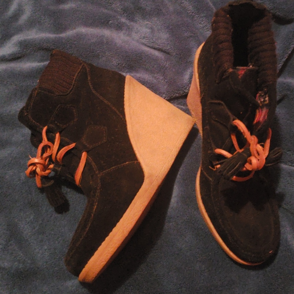 Tommy Hillfiger black wedge ankle boots